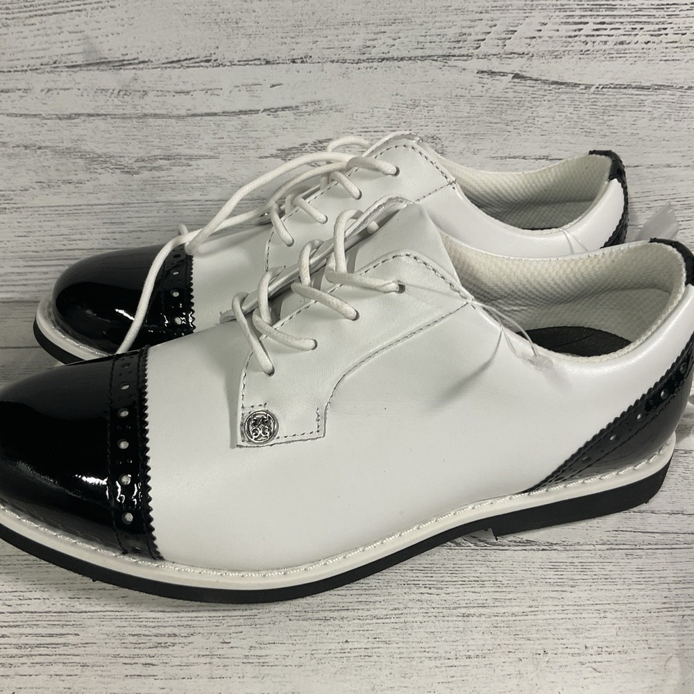 G/Fore Cap Toe Gallivanter Leather Golf‎ Shoes Snow Onyx G4LC20EF04 Women's 5.5